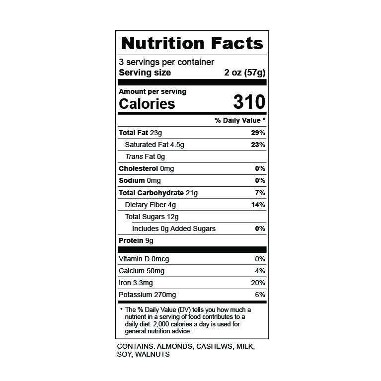 Chocolate Trail Mix nutrition facts