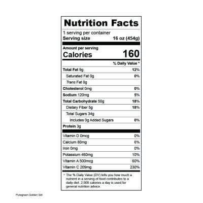 pure green golden girl nutrition label